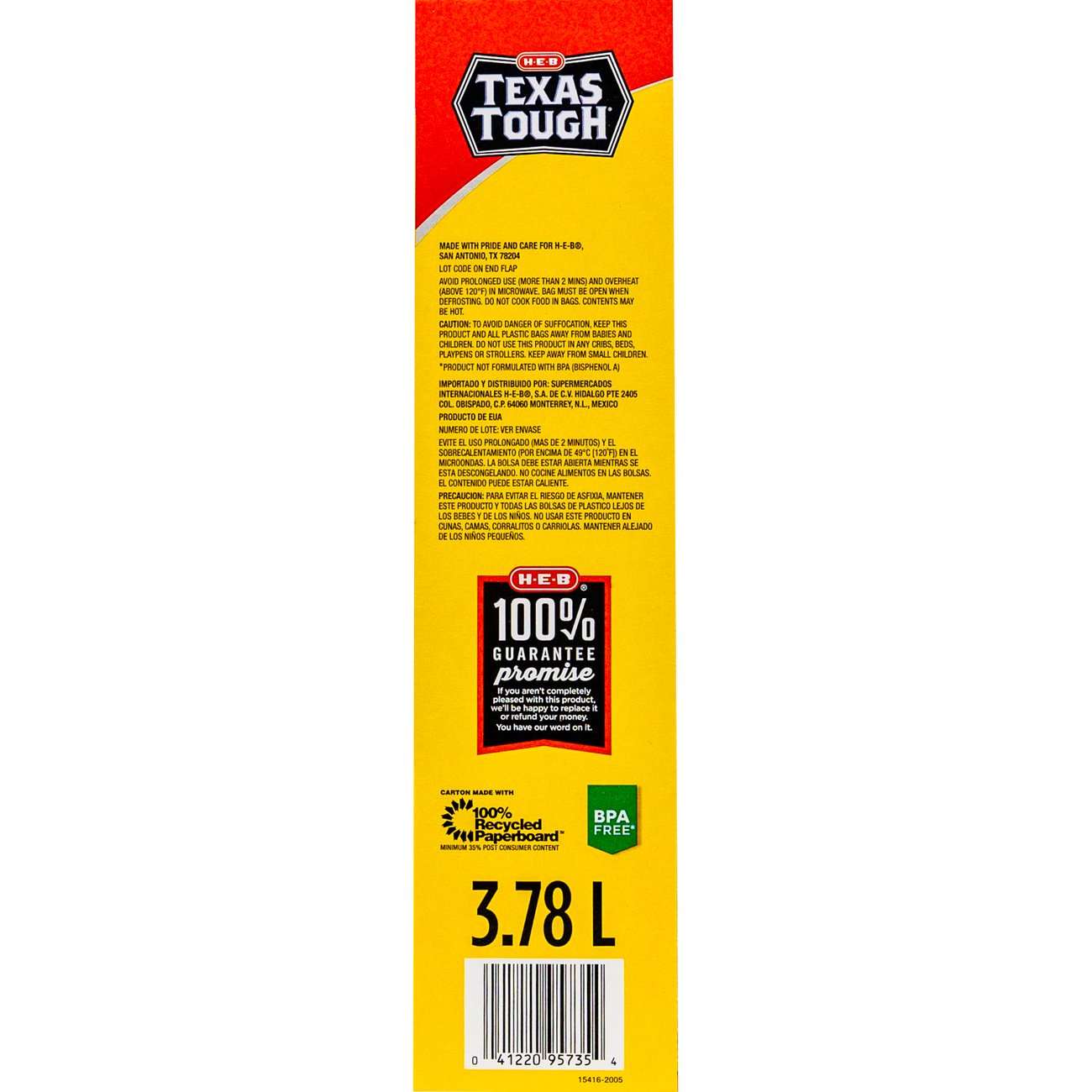 H-E-B Texas Tough Double Zipper Gallon Storage Bags