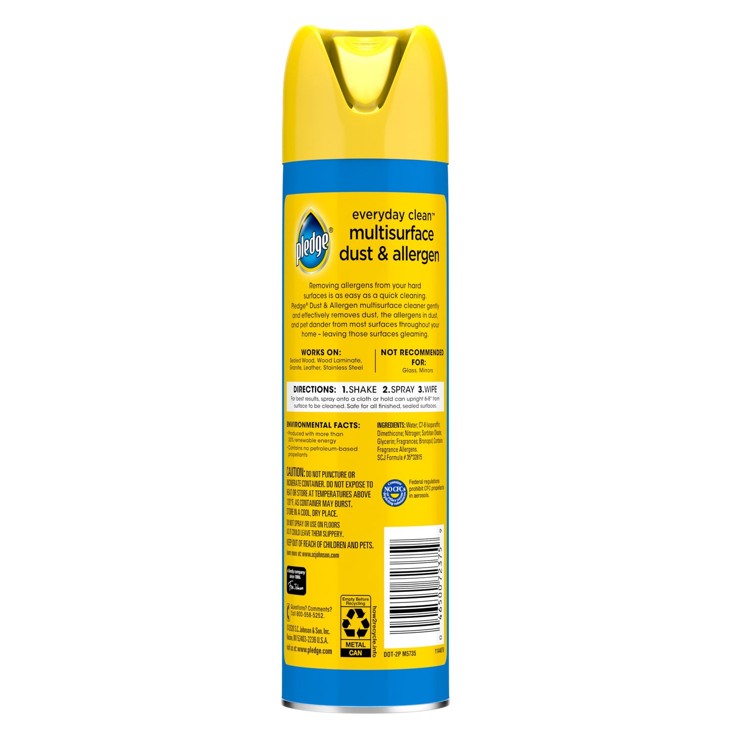 Pledge Pledge Dust & Allergen Multisurface Cleaner, Aerosol Spray, Lemon Scent, 9.7oz