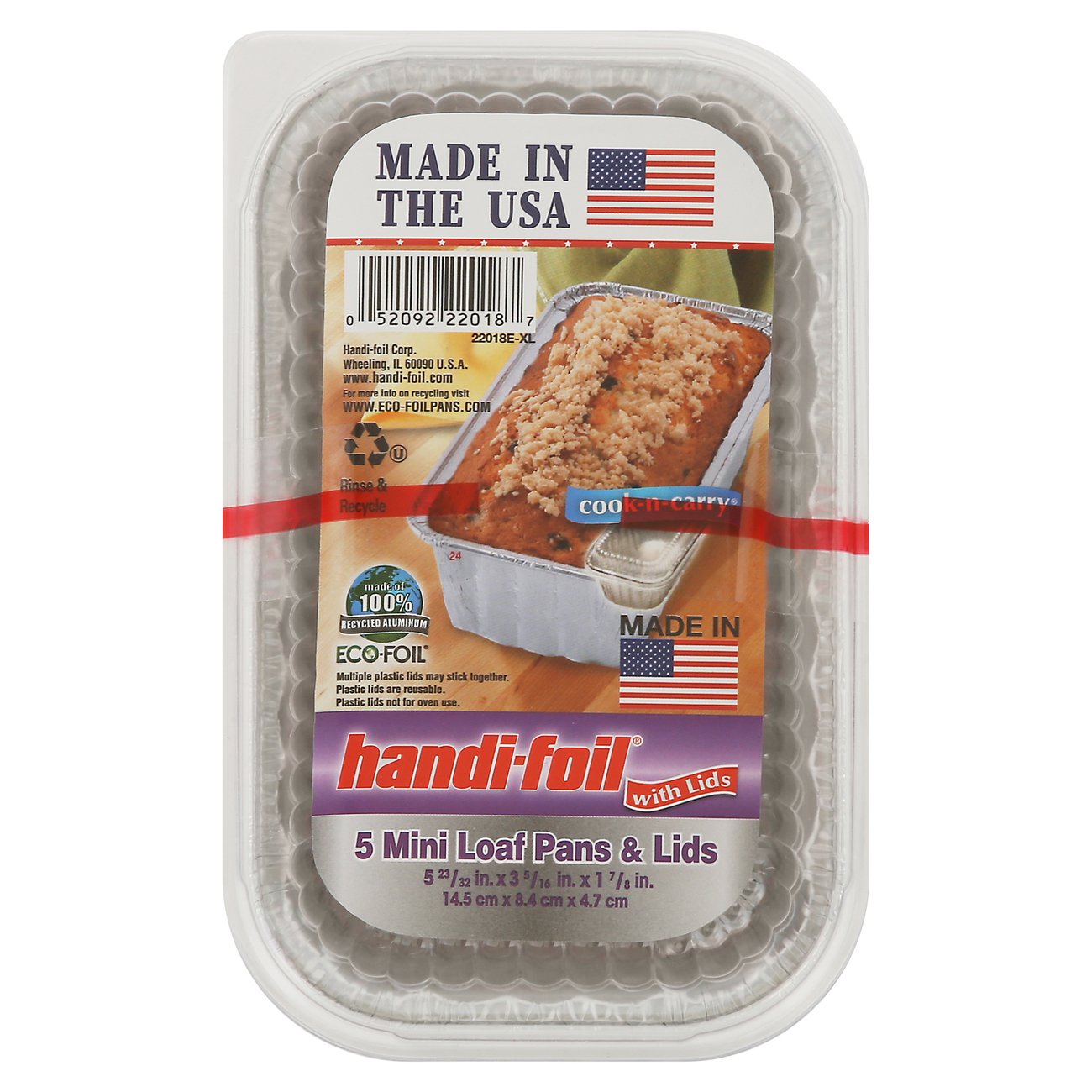 Handi-Foil Mini Loaf Pans & Lids, 5 pk