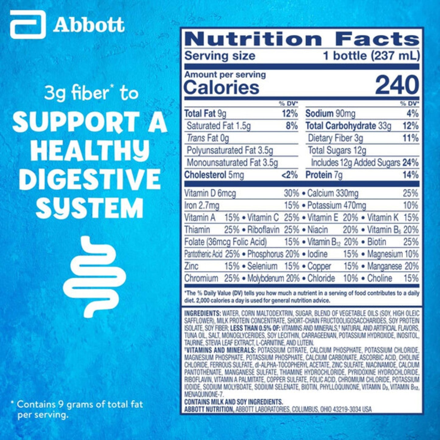 PediaSure Grow & Gain with Fiber Nutrtional Shake for Kids - Vanilla, 8 oz Bottles