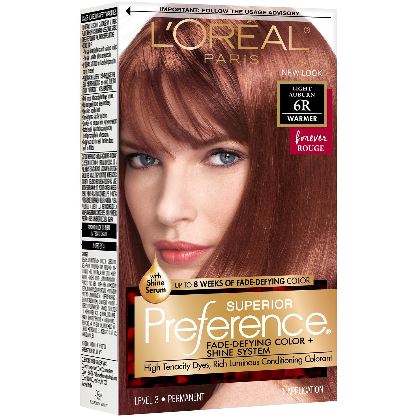 L'Oréal Paris Superior Preference Permanent Hair Color, 6R Light Auburn