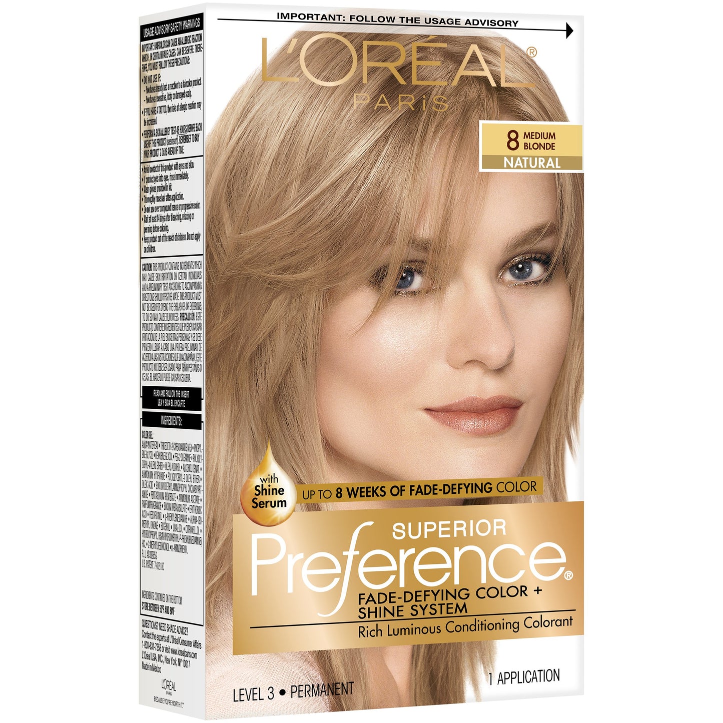 L'Oréal Paris Superior Preference Permanent Hair Color, 8 Medium Blonde