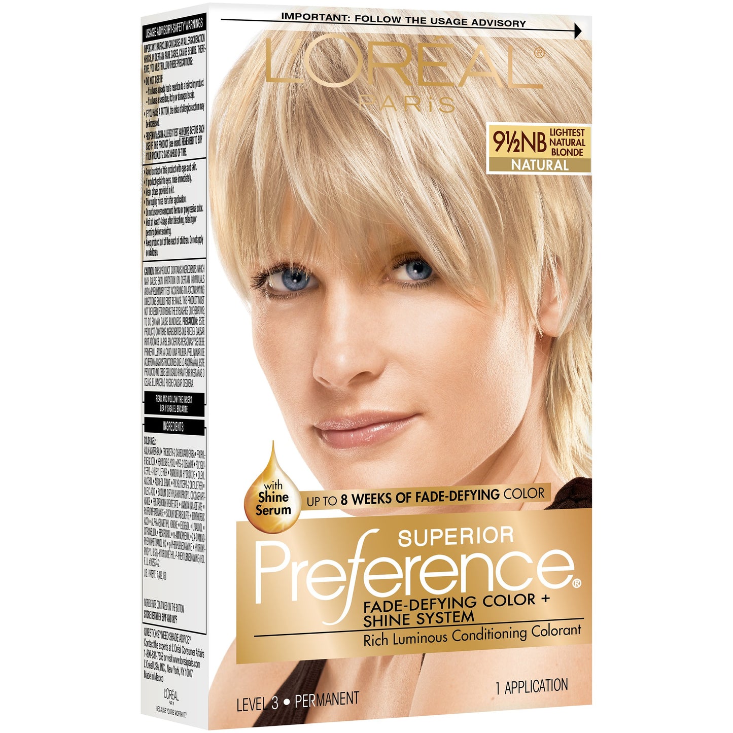 L'Oréal Paris Superior Preference Permanent Hair Color, 9.5NB Lightest Natural Blonde