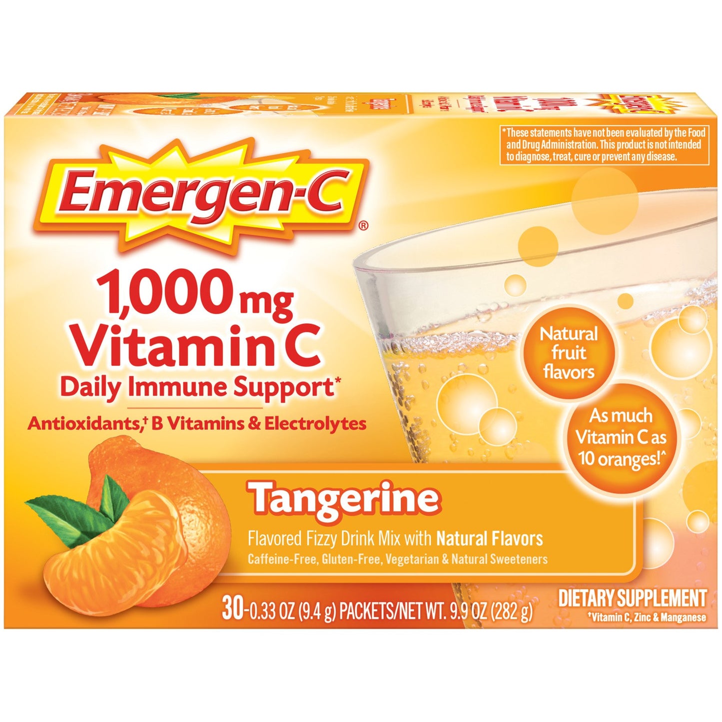 Emergen-C Vitamin C 1000mg Powder, With Antioxidants, B Vitamins and Electrolytes, Dietary Supplement Fizzy Drink Mix, Caffeine Free