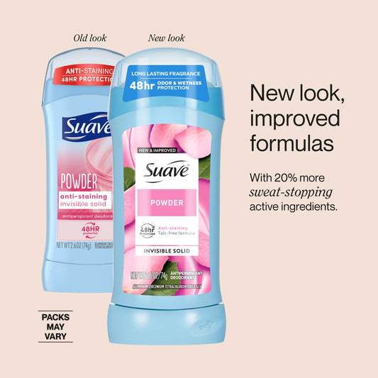 Suave Antiperspirant Deodorant for Women, Invisible Solid 48hr Protection - Powder