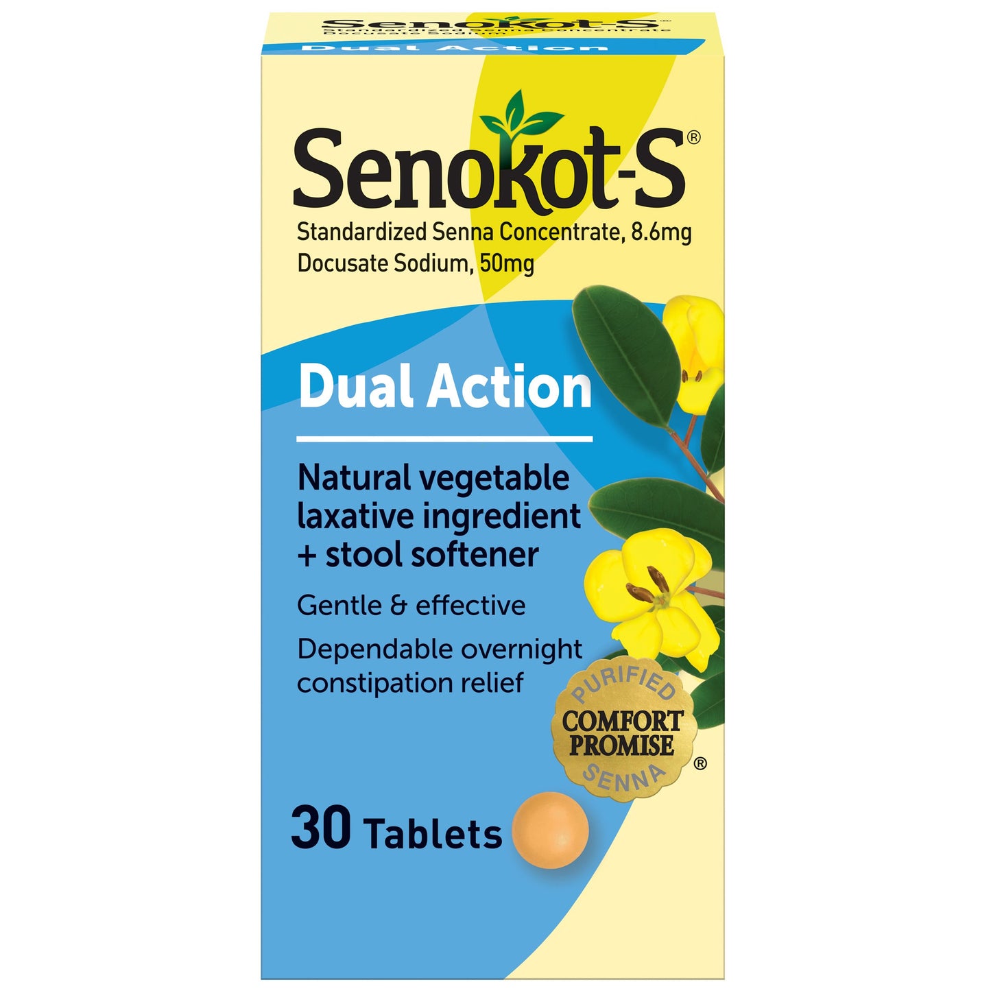 Senokot-S Natural Vegetable Laxative + Stool Softener Dual Action Tablets