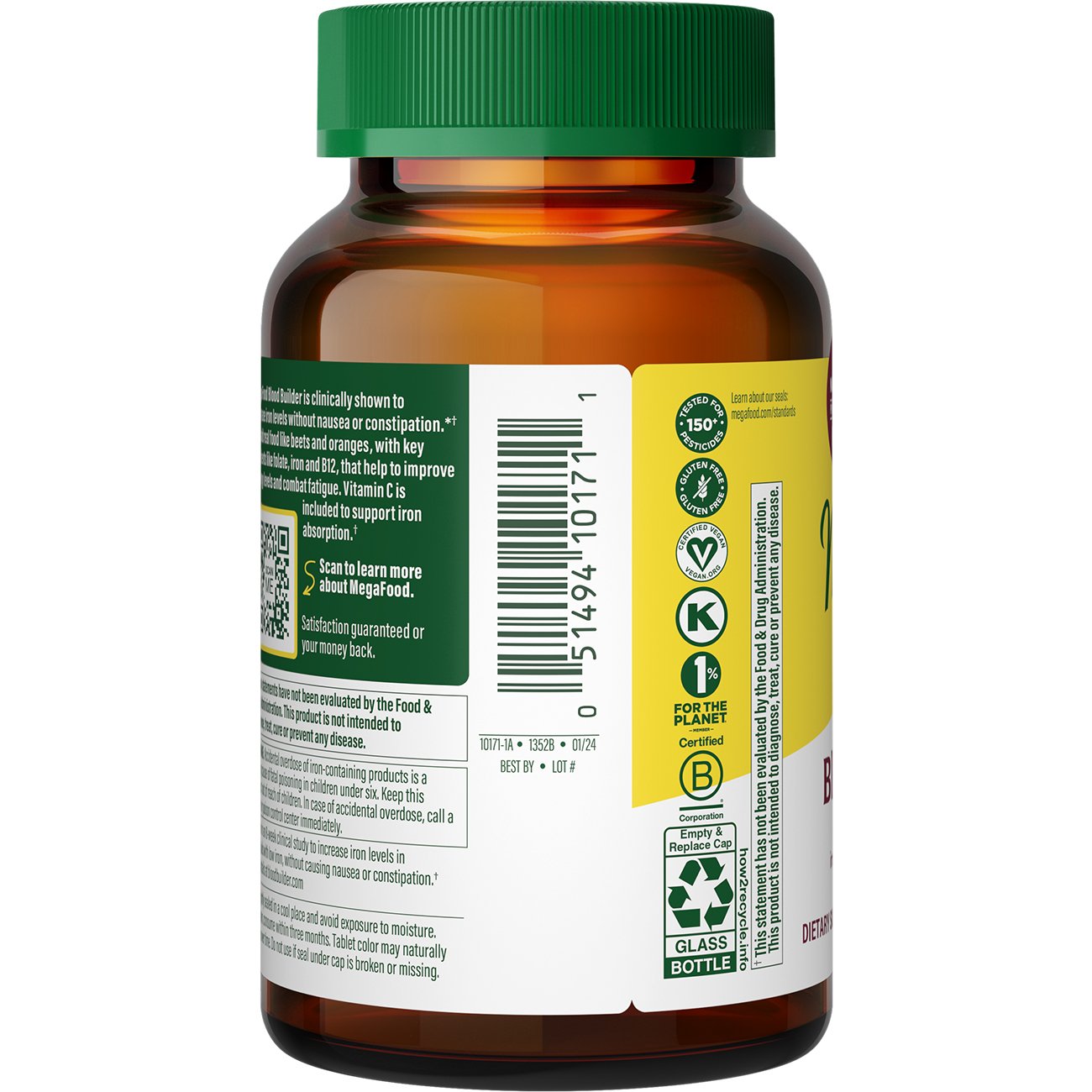 MegaFood Blood Builder Whole Food Multivitamin & Mineral Supplement Tablets