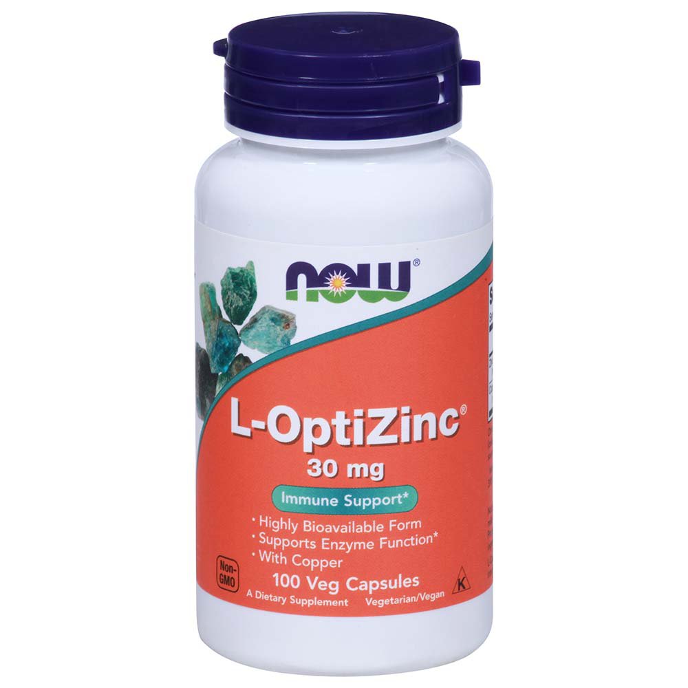 NOW L-OptiZinc Veg Capsules - 30 mg