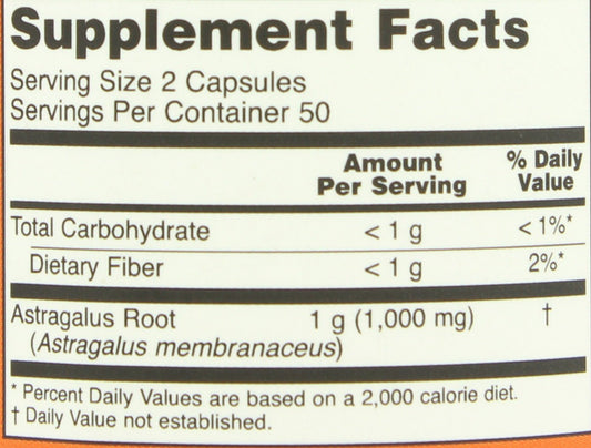 NOW Astragalus 500 mg Capsules