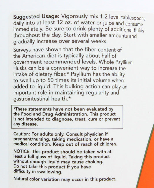 NOW Whole Psyllium Husks