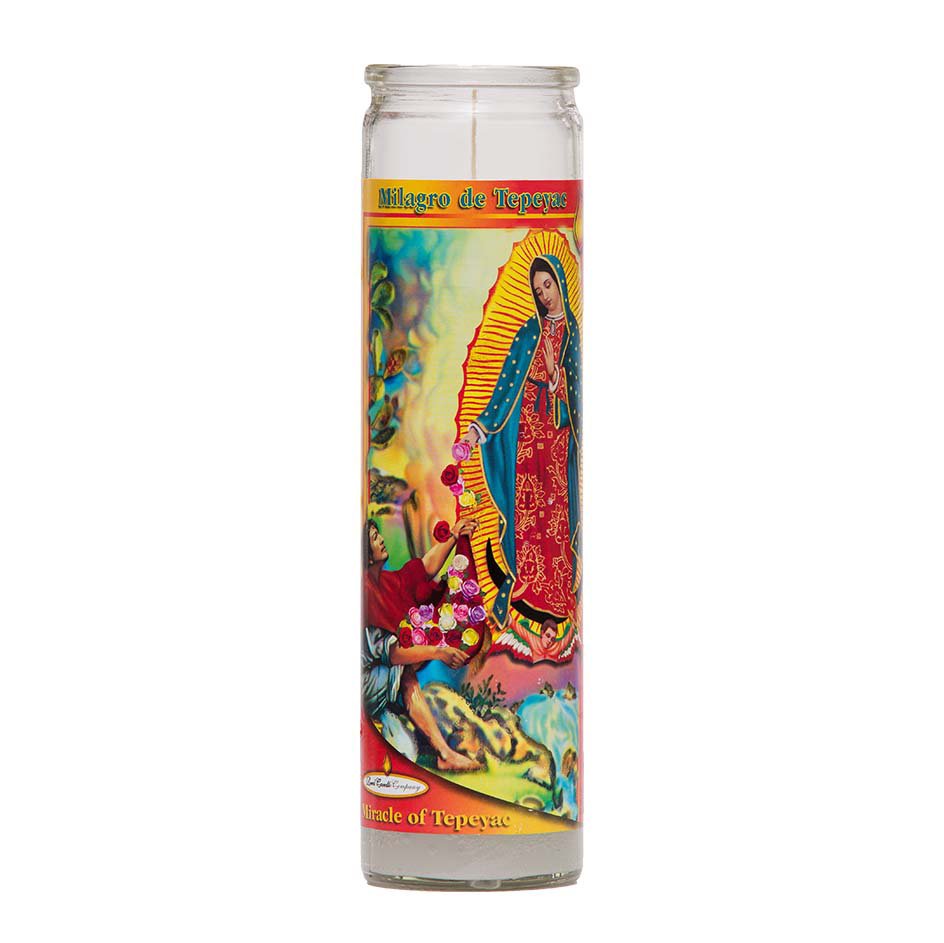 Reed Candle Milagro del Tepeyac Religious Candle - White Wax