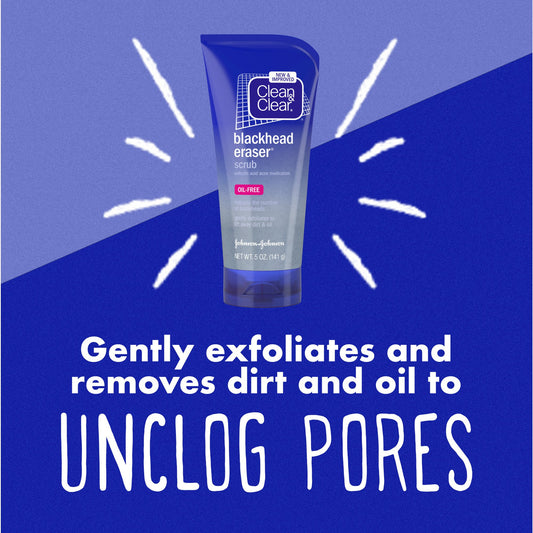 Clean & Clear Blackhead Eraser Facial Scrub, 2% Salicylic Acid