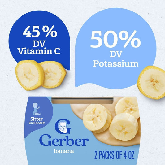 Gerber Stage 2 Baby Food - Banana, 4 oz Tubs