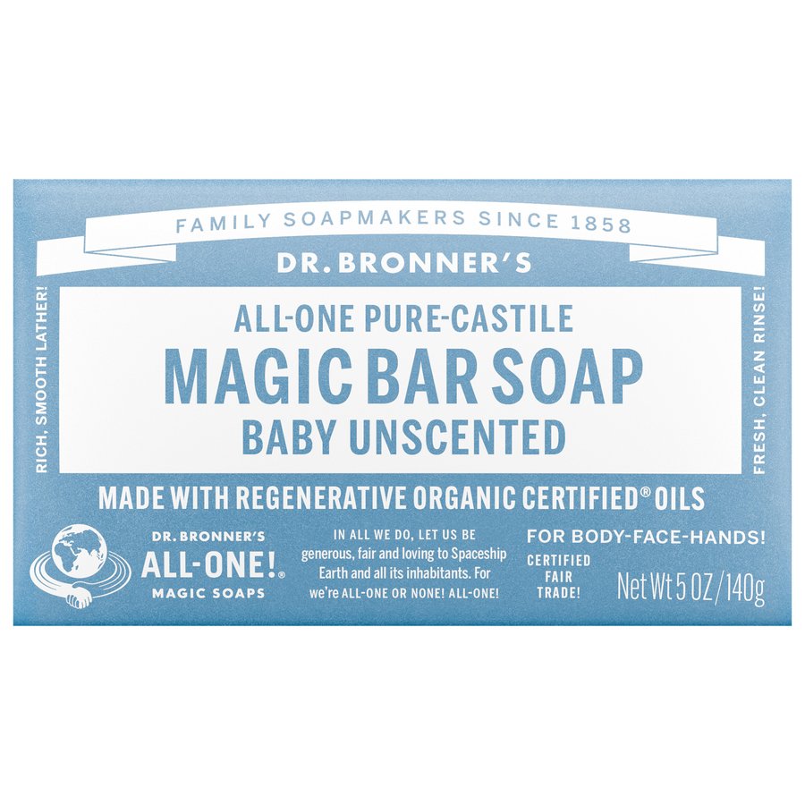 Dr. Bronner's Magic Soaps All-One Hemp Baby Unscented Pure-Castile Bar Soap