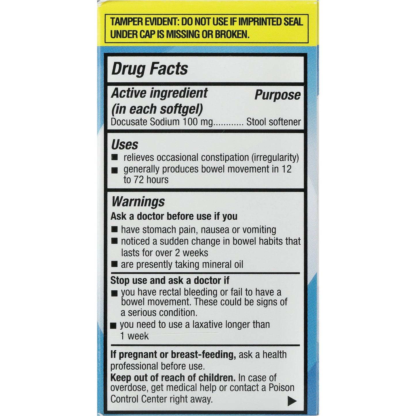 H-E-B Stool Softener Laxative 100 mg Softgels