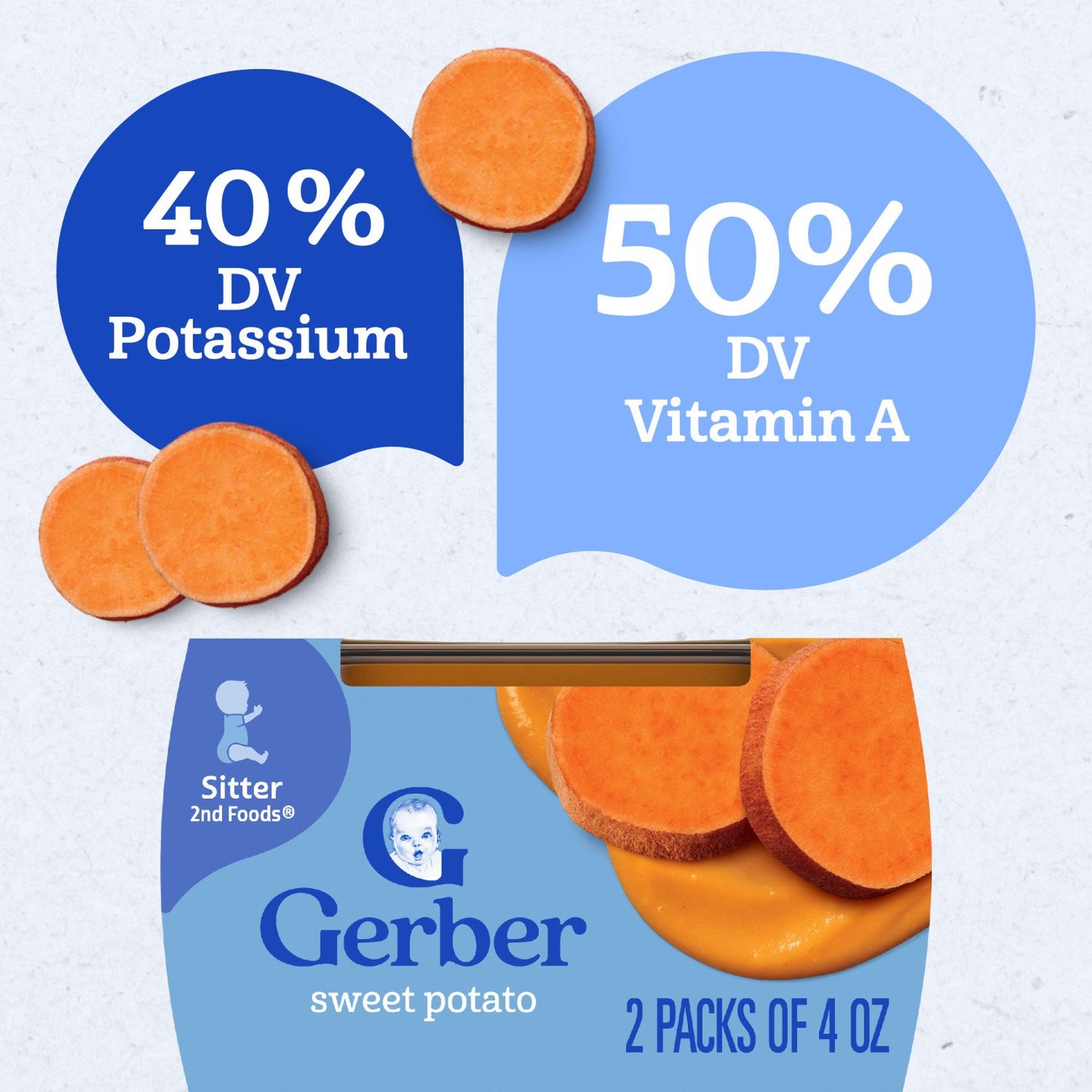 Gerber Stage 2 Baby Food - Sweet Potato, 4 oz Tubs