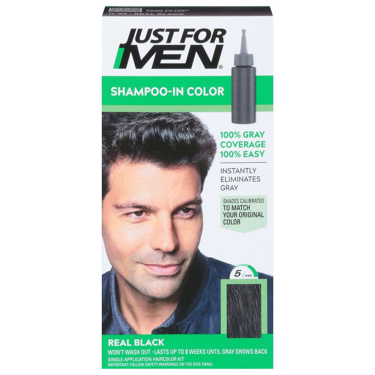 Just For Men Shampoo-In Hair Color - Real Black