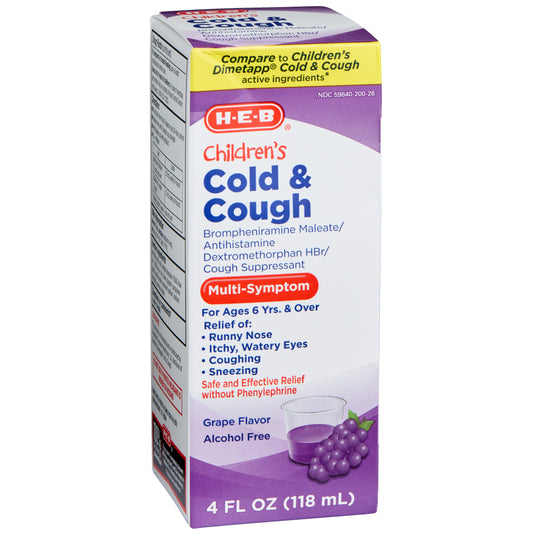 H-E-B Children’s Cold & Cough Multi-Symptom Liquid – Grape