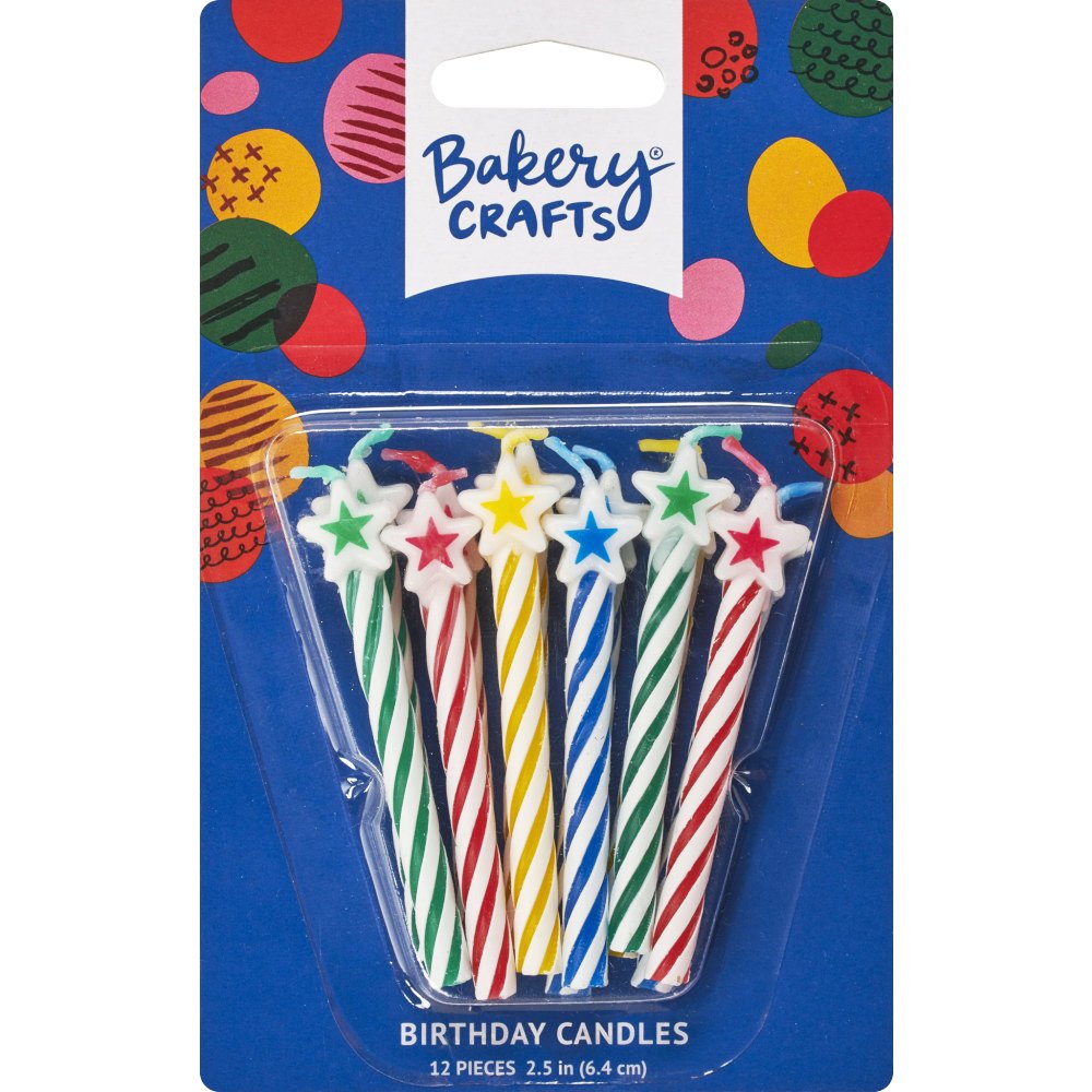 Bakery Crafts Assorted Color Spiral Star Birthday Candles