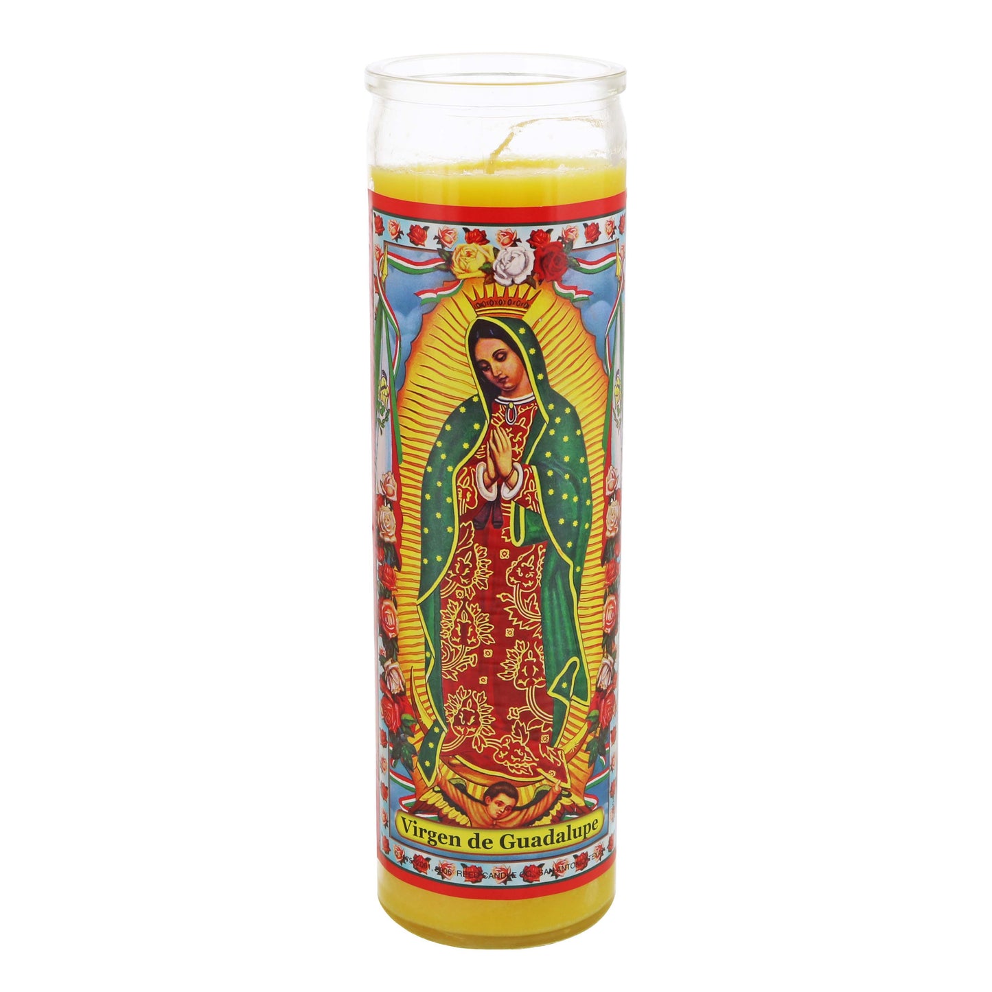 Reed Candle Virgen de Guadalupe Religious Candle - Yellow Wax