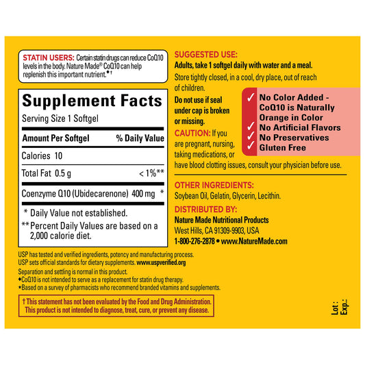 Nature Made CoQ10 400 mg Maximum Strength Liquid Softgels