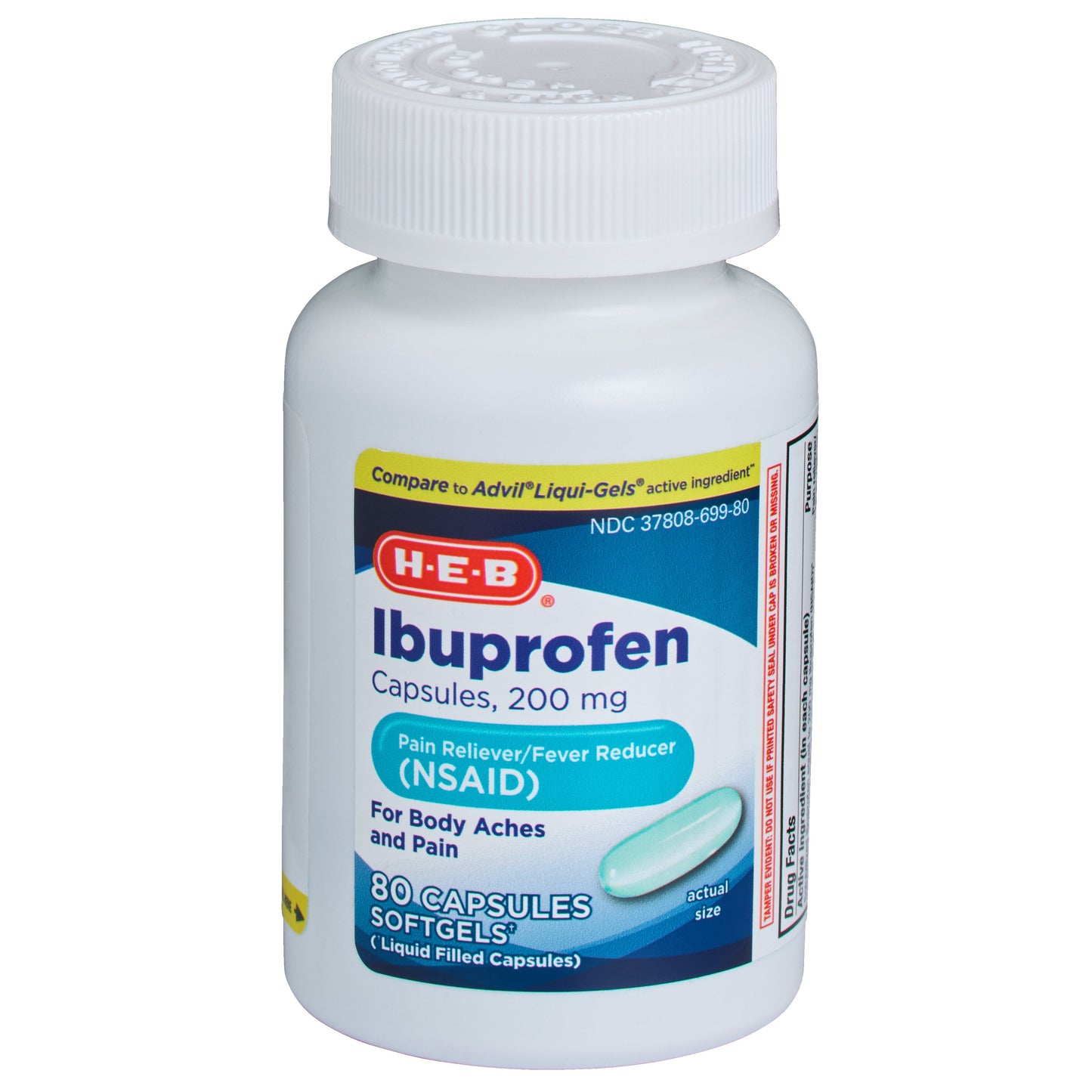 H-E-B H-E-B Ibuprofen Fever & Pain Relief Softgels – 200 mg