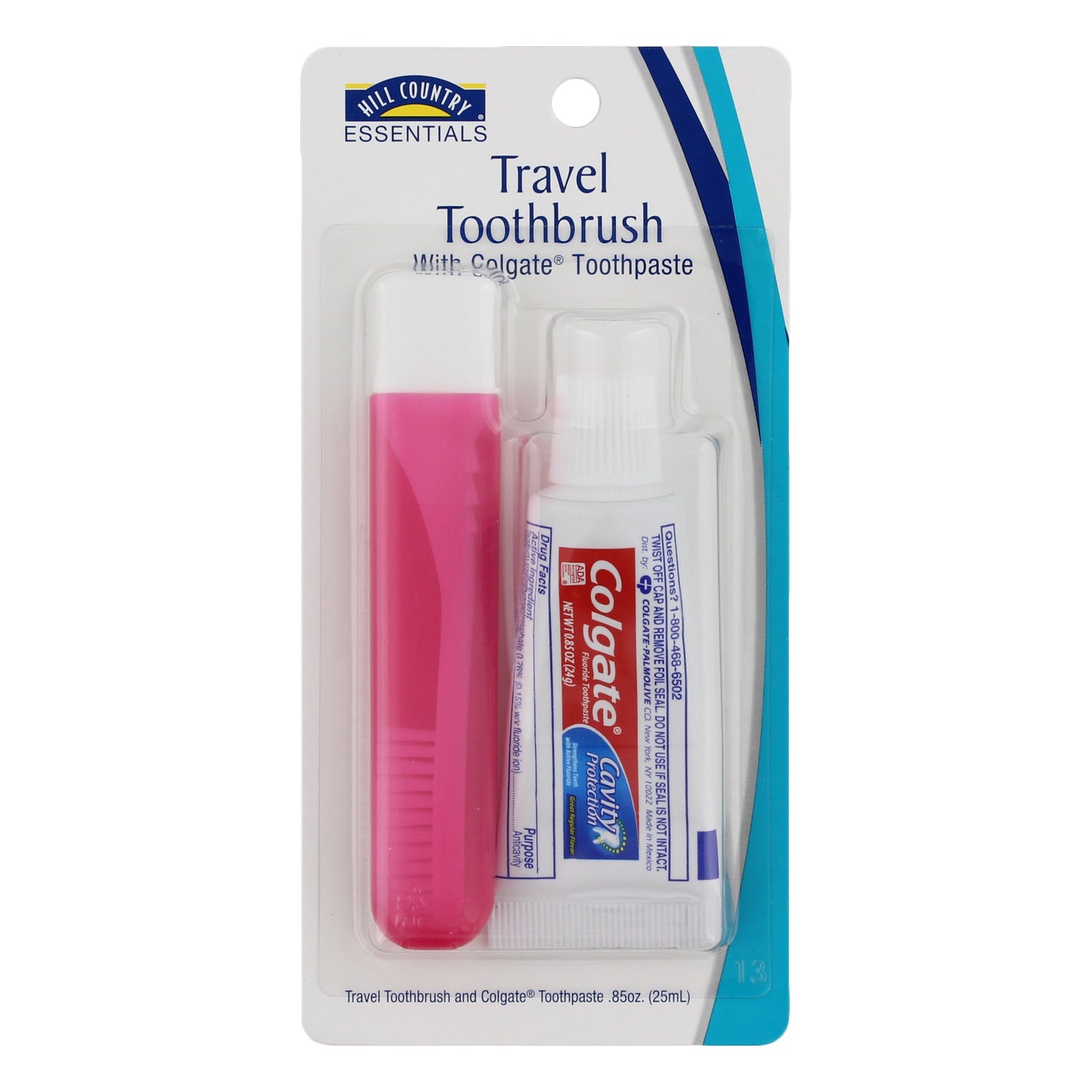 Hill Country Essentials Travel Size Toothbrush With Colgate Toothpaste - Assorted