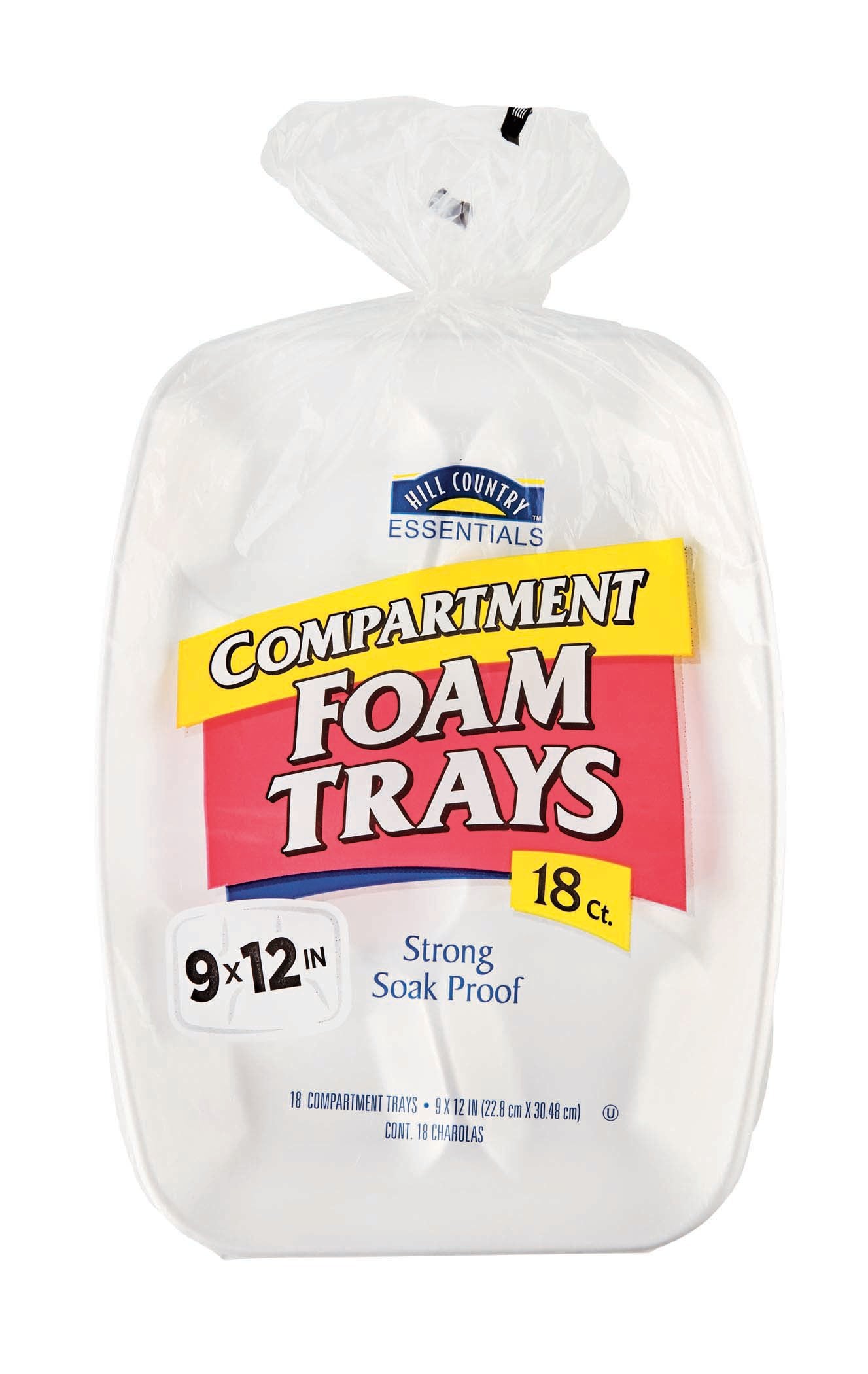 Hill Country Essentials Compartment Foam Trays, 9 x 12 inch