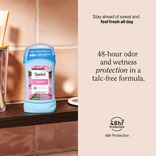 Suave Antiperspirant Deodorant For Women, Invisible 48hr Protection - Powder