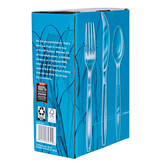 H-E-B Plastic Knives, Forks & Spoons Combo Pack - Clear