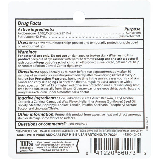 H-E-B Moisturizing SPF 15 Lip Balm