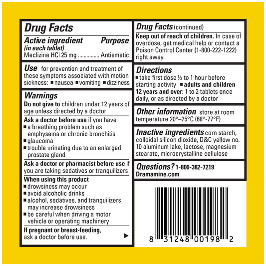 Dramamine All Day Less Drowsy Motion Sickness Relief