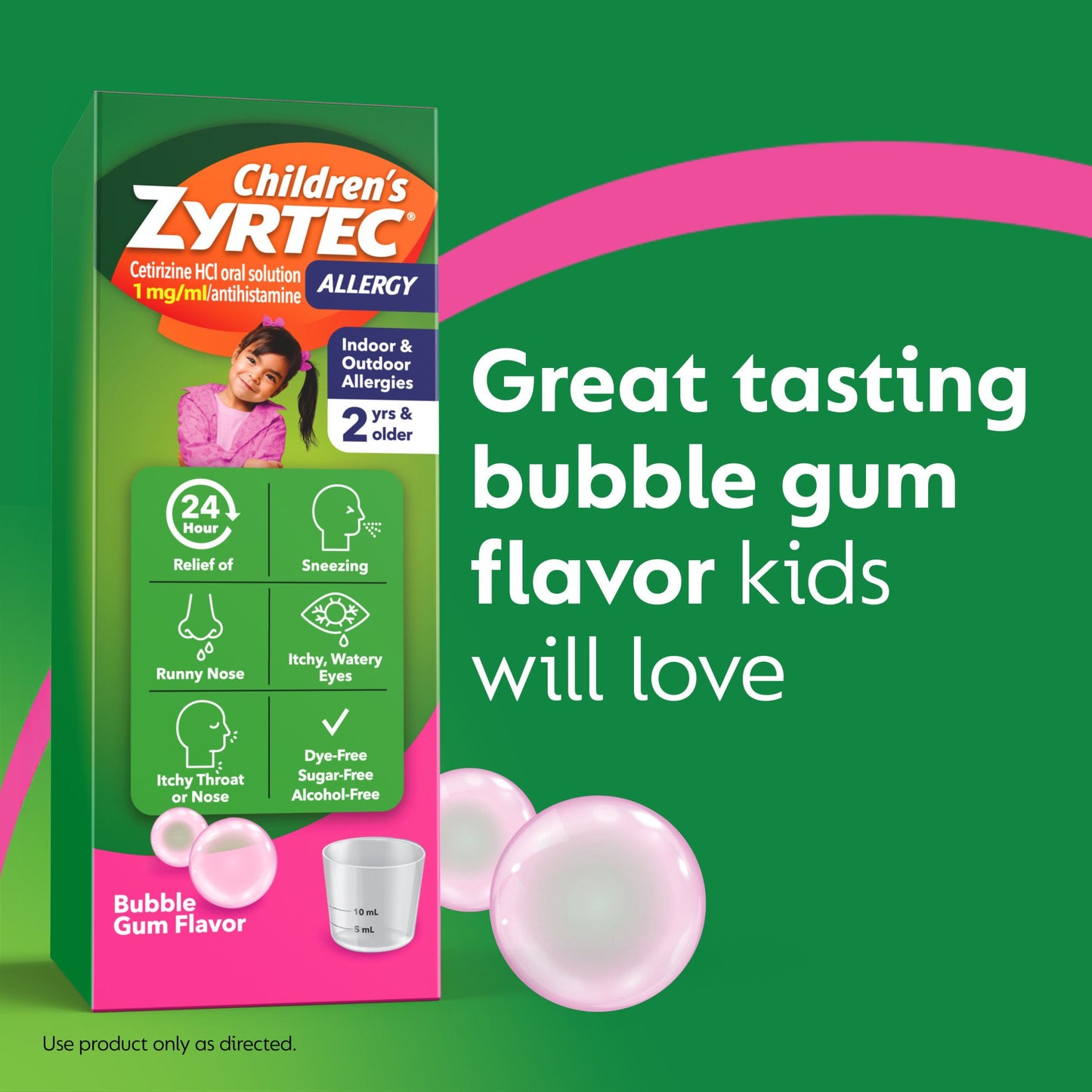 Children's Zyrtec 24Hour Children's Allergy Relief Syrup, Bubble Gum