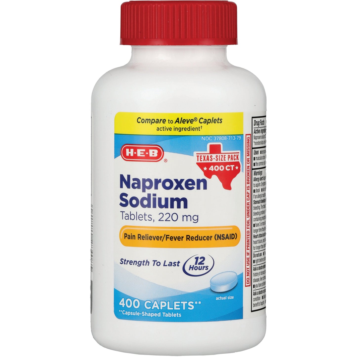 H-E-B Naproxen Sodium 12hr Pain Relief 220 mg Caplets - Texas-Size Pack