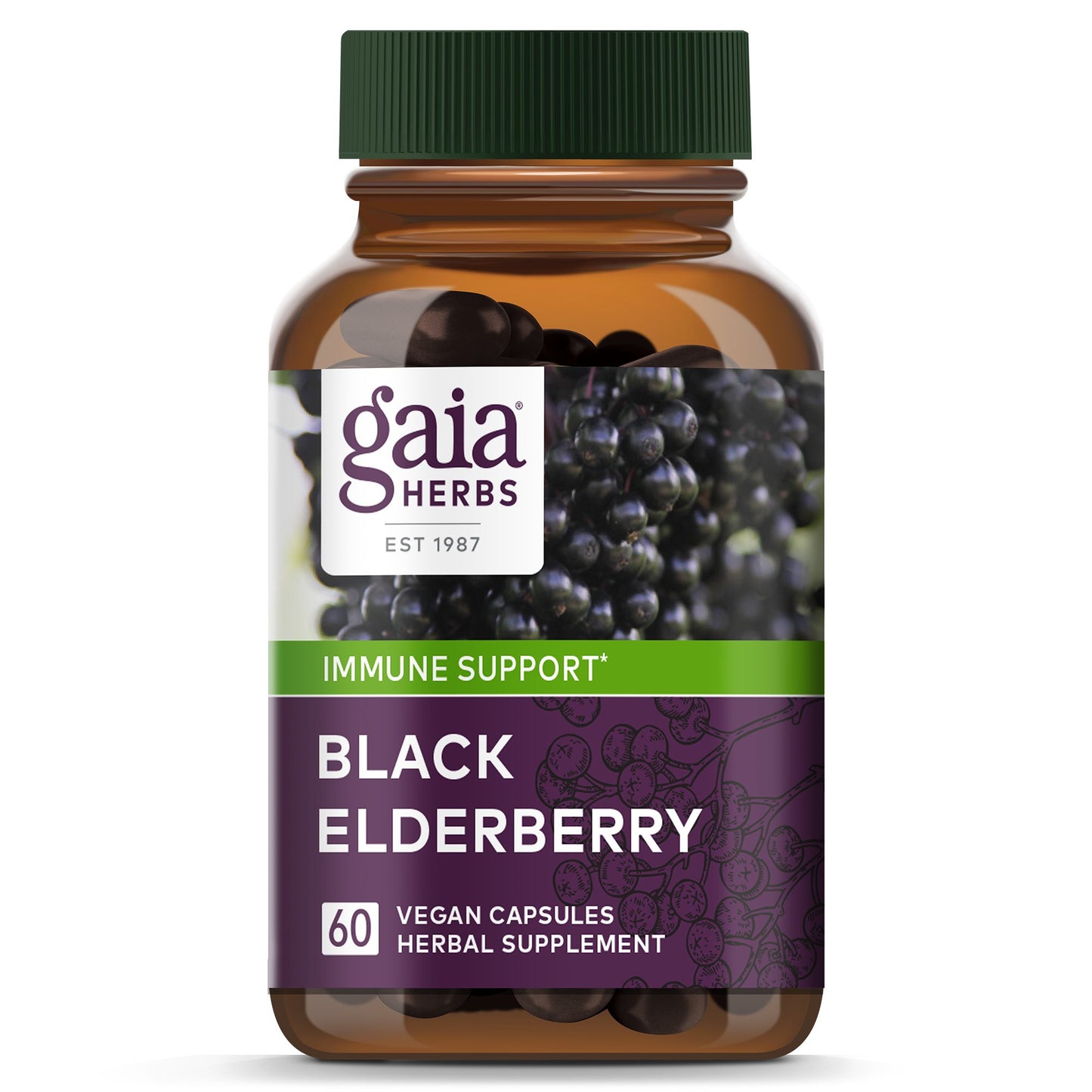 Gaia Herbs Single Herbs Black Elderberry Vegetarian Liquid Phyto-Caps