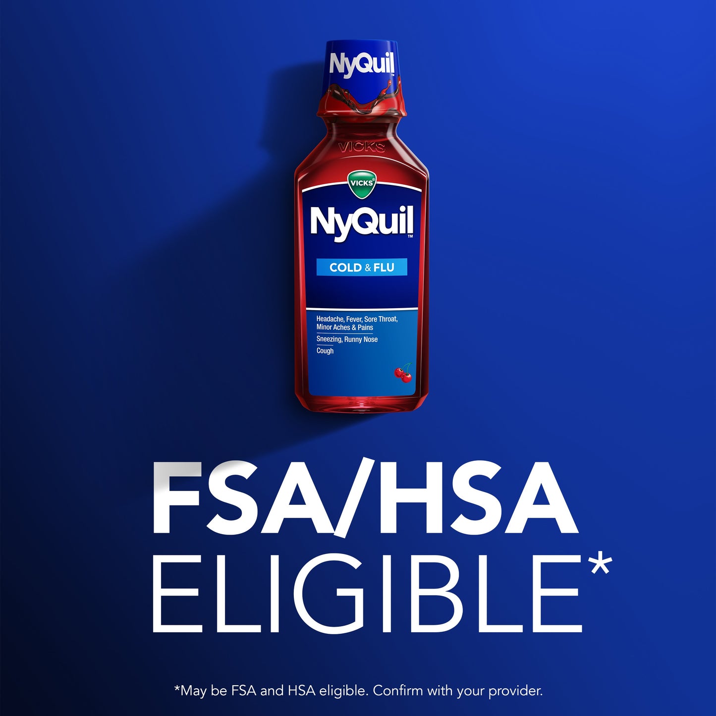 Vicks NyQuil Cold & Flu Relief Liquid Over-the-Counter Medicine, Powerful Multi-Symptom Nighttime Relief, Cherry Flavor