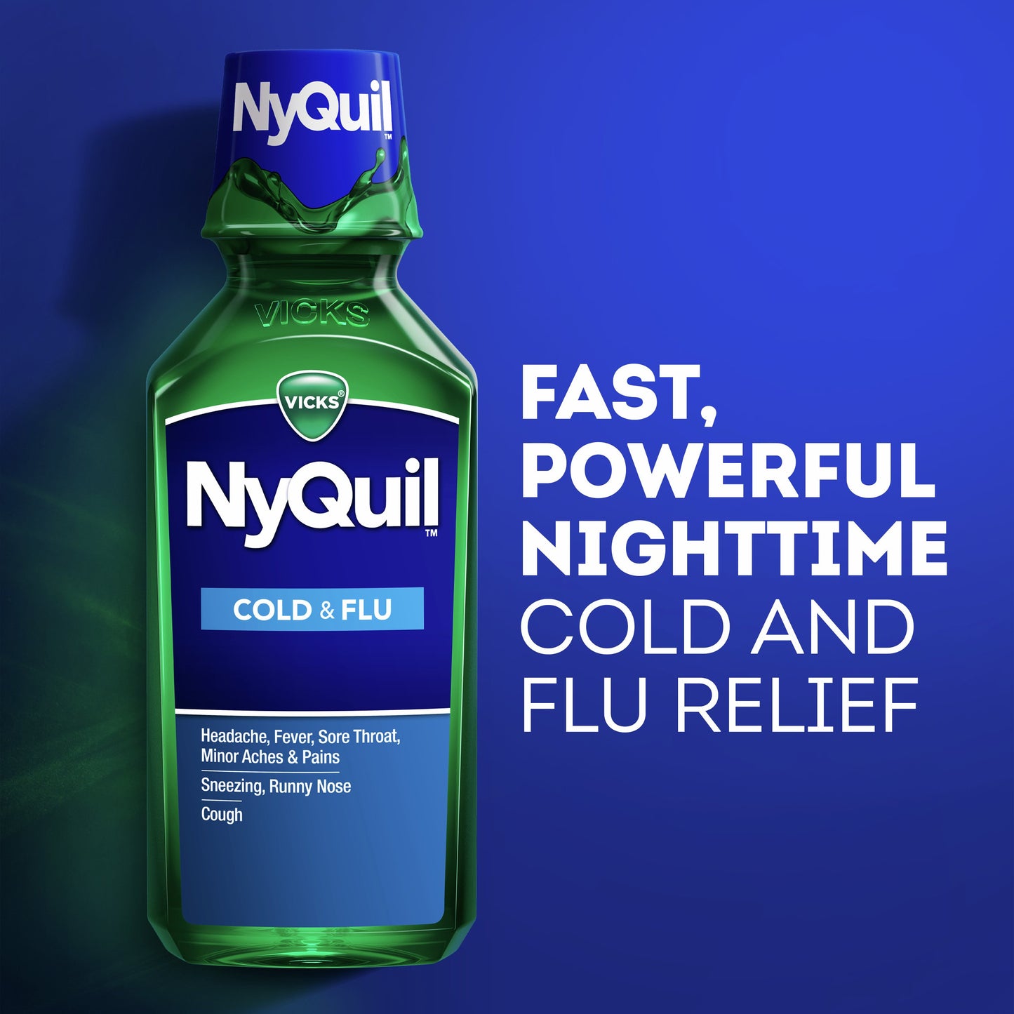 Vicks NyQuil Cold & Flu Relief Liquid Over-the-Counter Medicine, Powerful Multi-Symptom Nighttime Relief