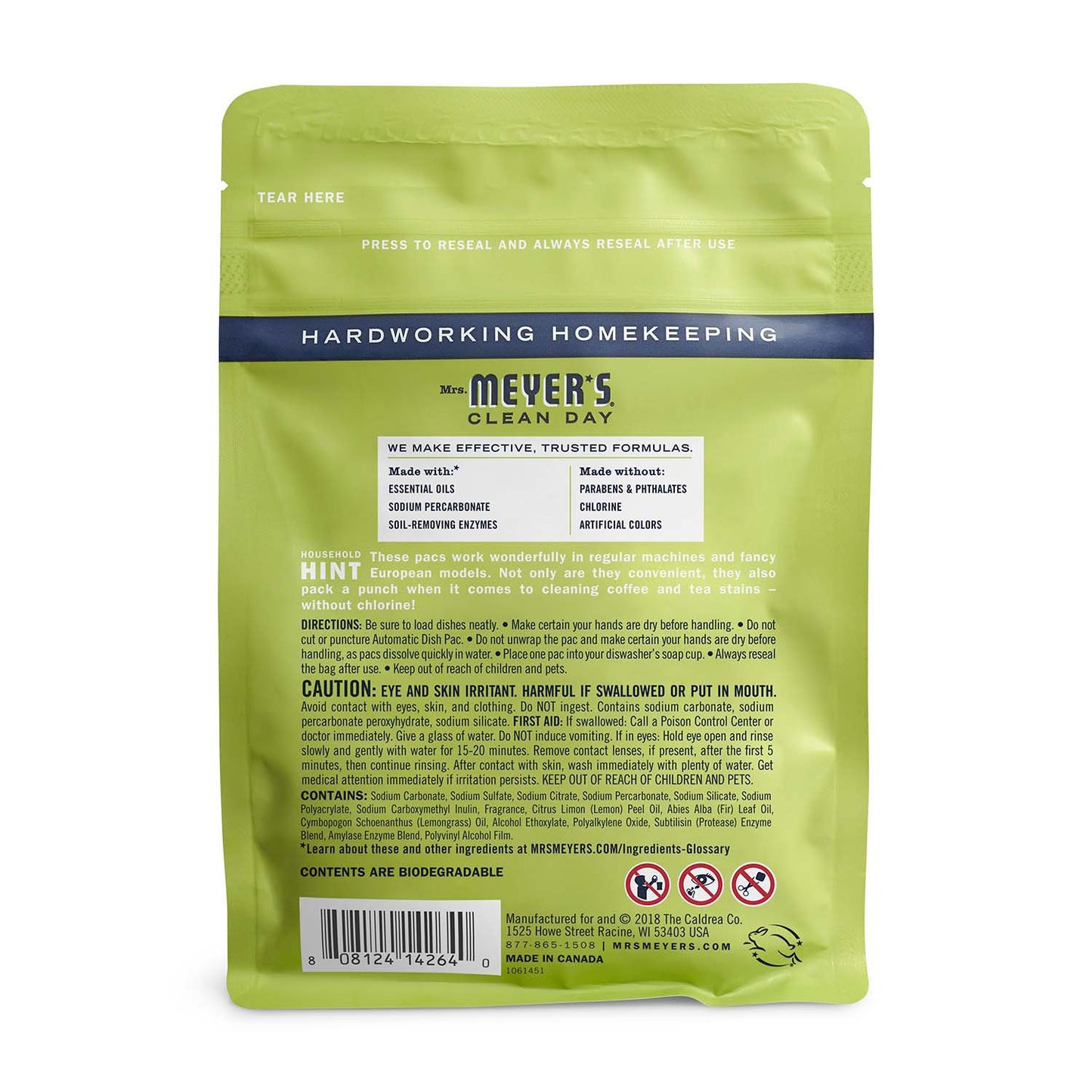 Mrs. Meyer's Clean Day Lemon Verbena Automatic Dish Packs