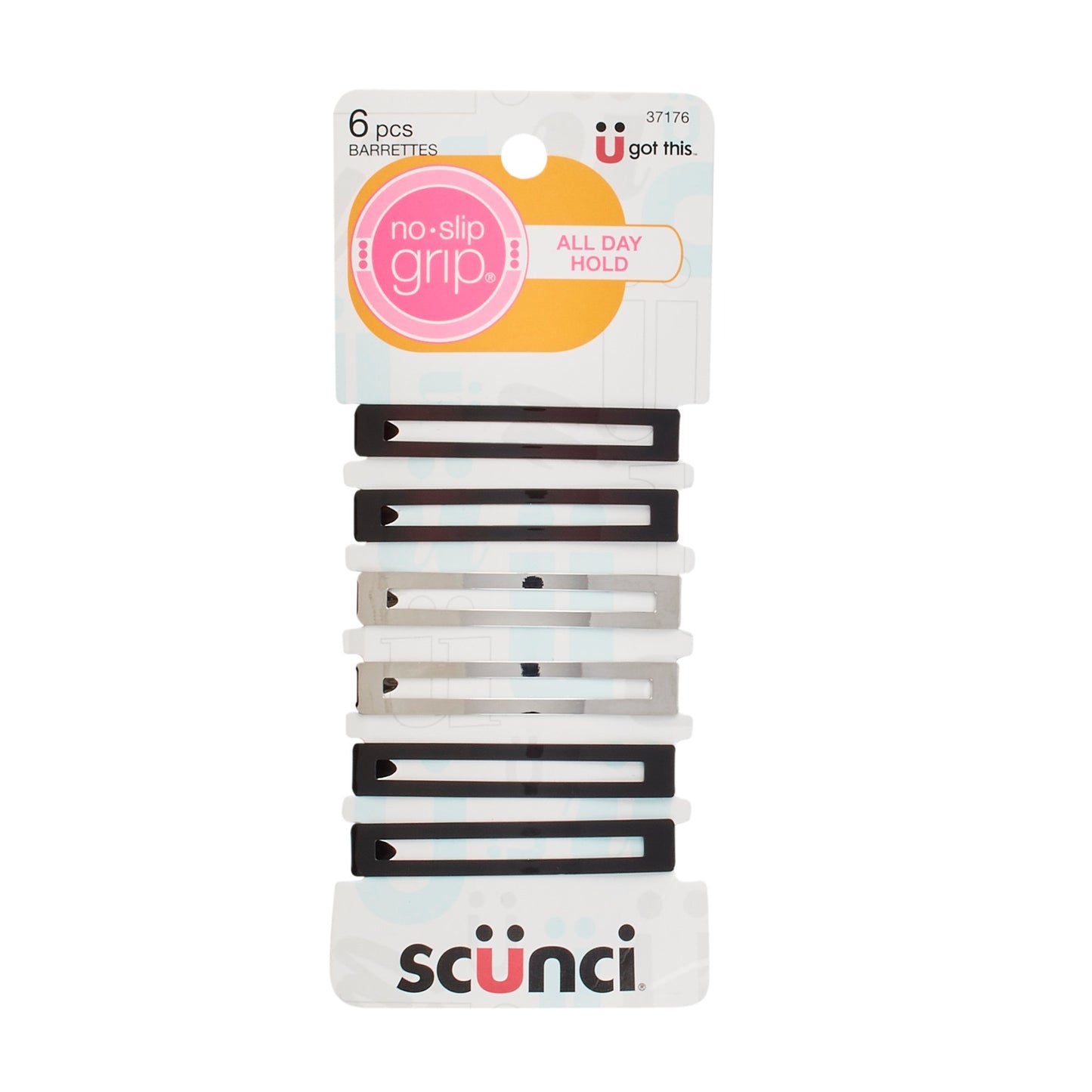 Scunci No-Slip Grip Metal Open Center Barette Assorted Colors