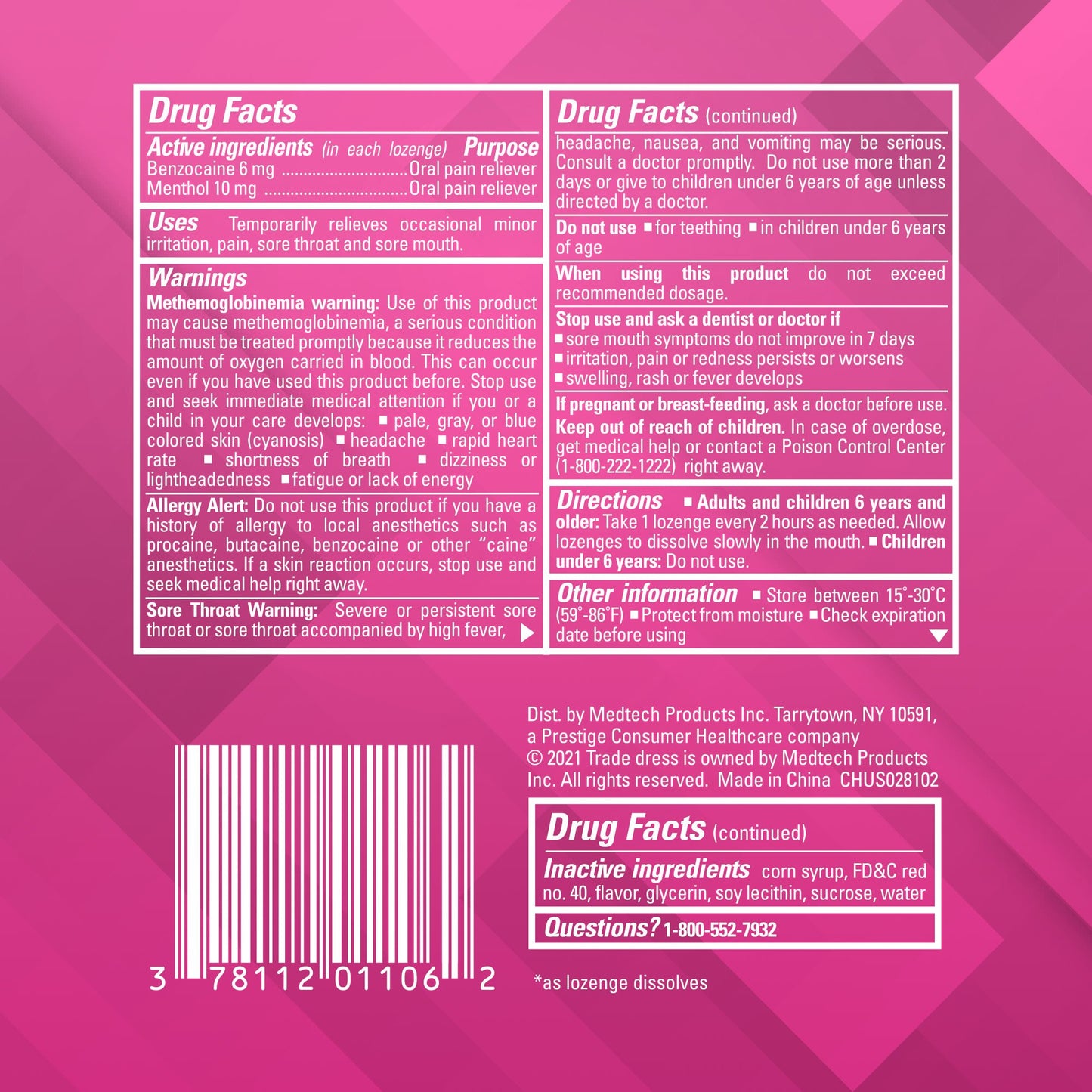 Chloraseptic Sore Throat Lozenges + Cough - Wild Cherry