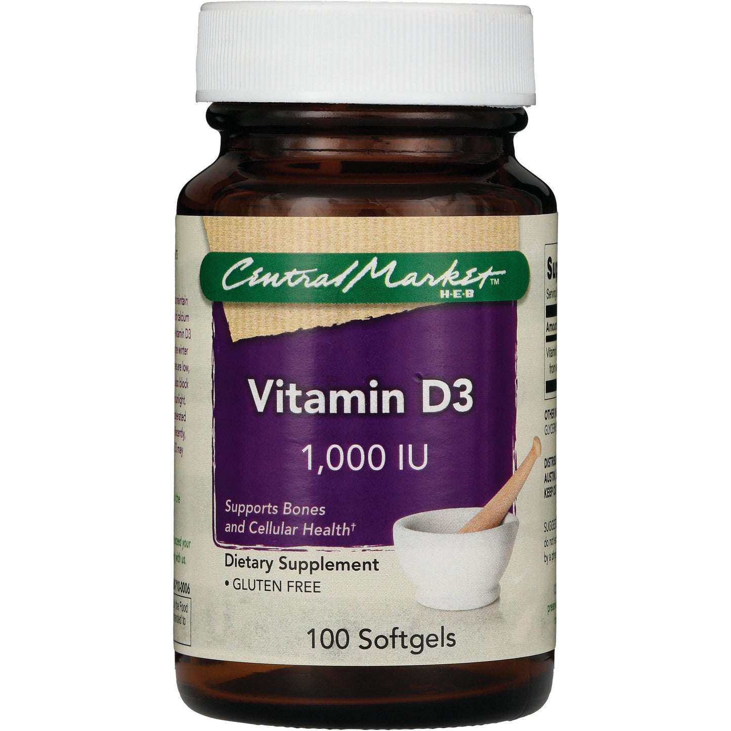 Central Market Vitamin D3 1000 IU Softgels