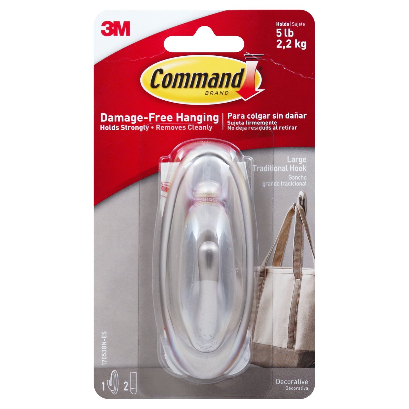 Command Large Decorative Traditional Hook - Brushed Nickel