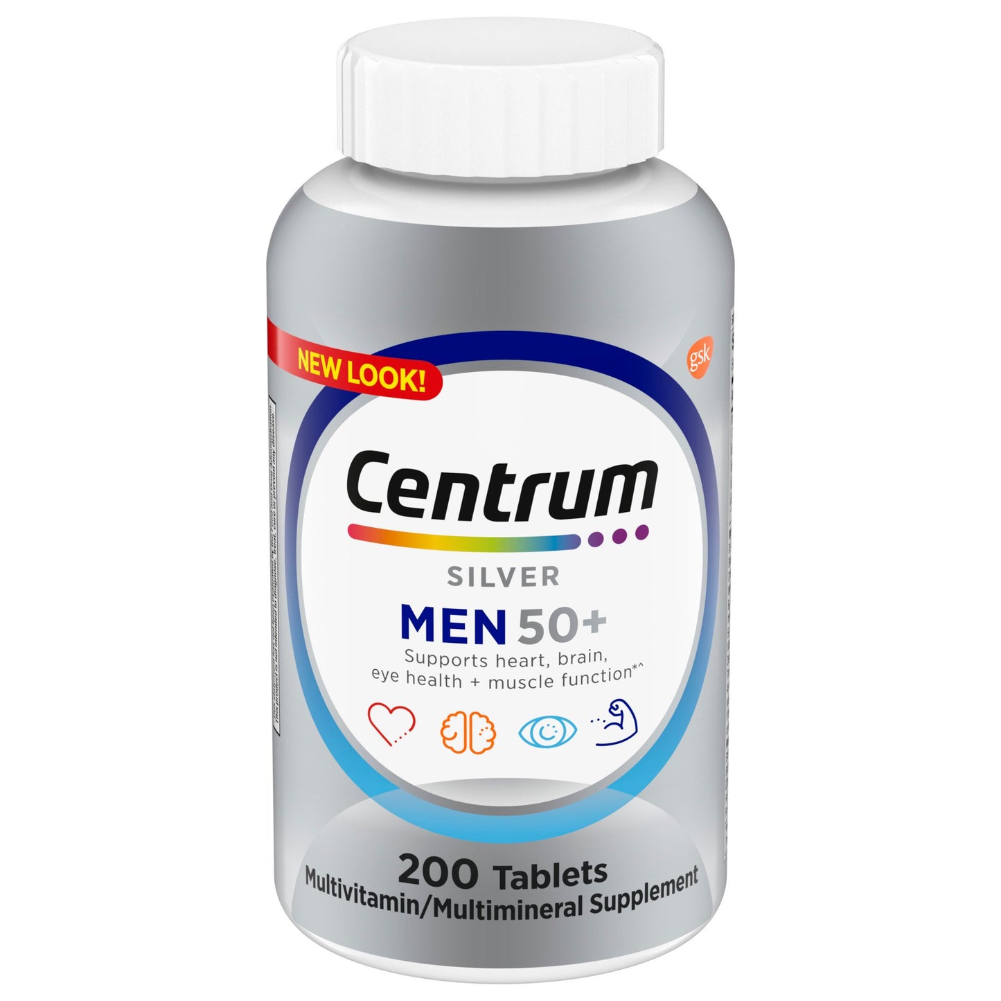 Centrum Silver Multivitamin for Men 50 Plus, Multimineral Supplement, Vitamin D3, B-Vitamins and Zinc, Gluten Free, Non-GMO Ingredients, Supports memory and cognition in older adults