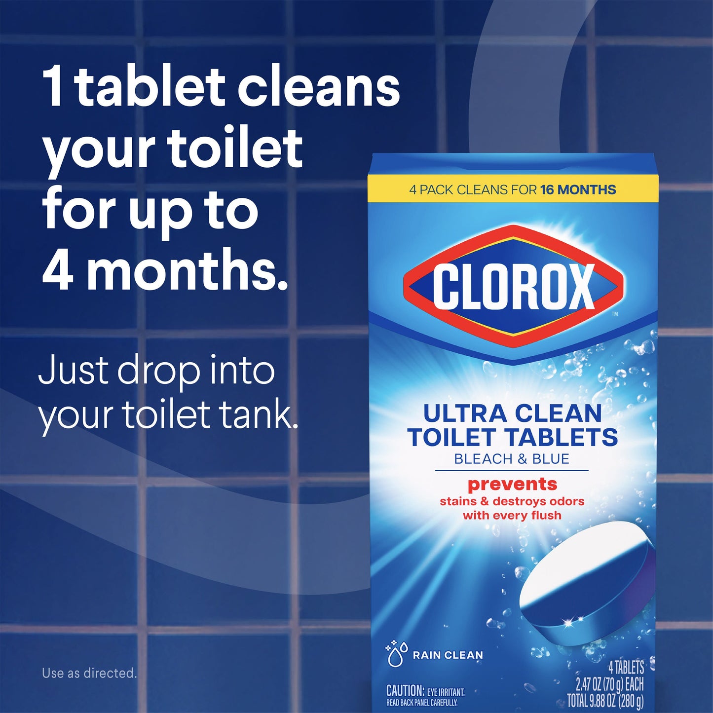 Clorox Ultra Clean Toilet Tablets Bleach & Blue - Rain Clean Scent