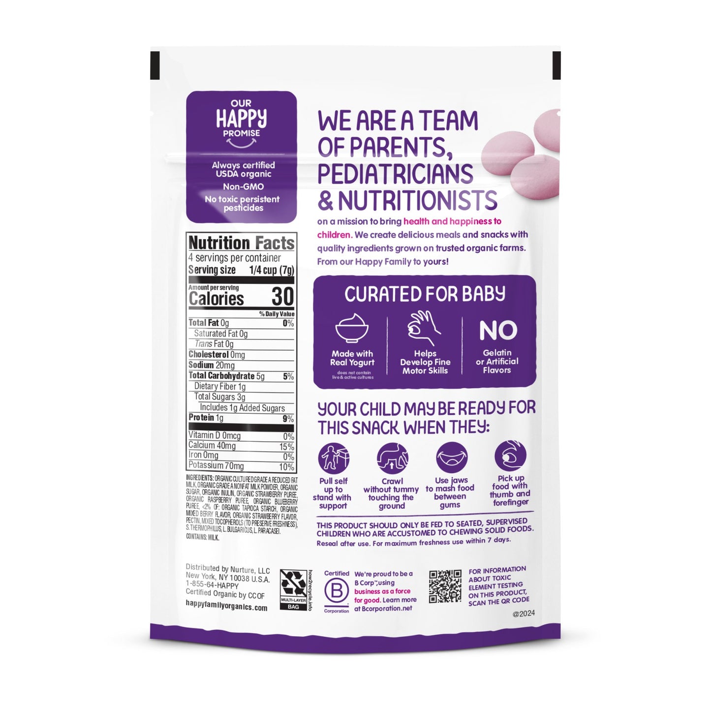 Happy Baby Organics Yogis Snack - Mixed Berry