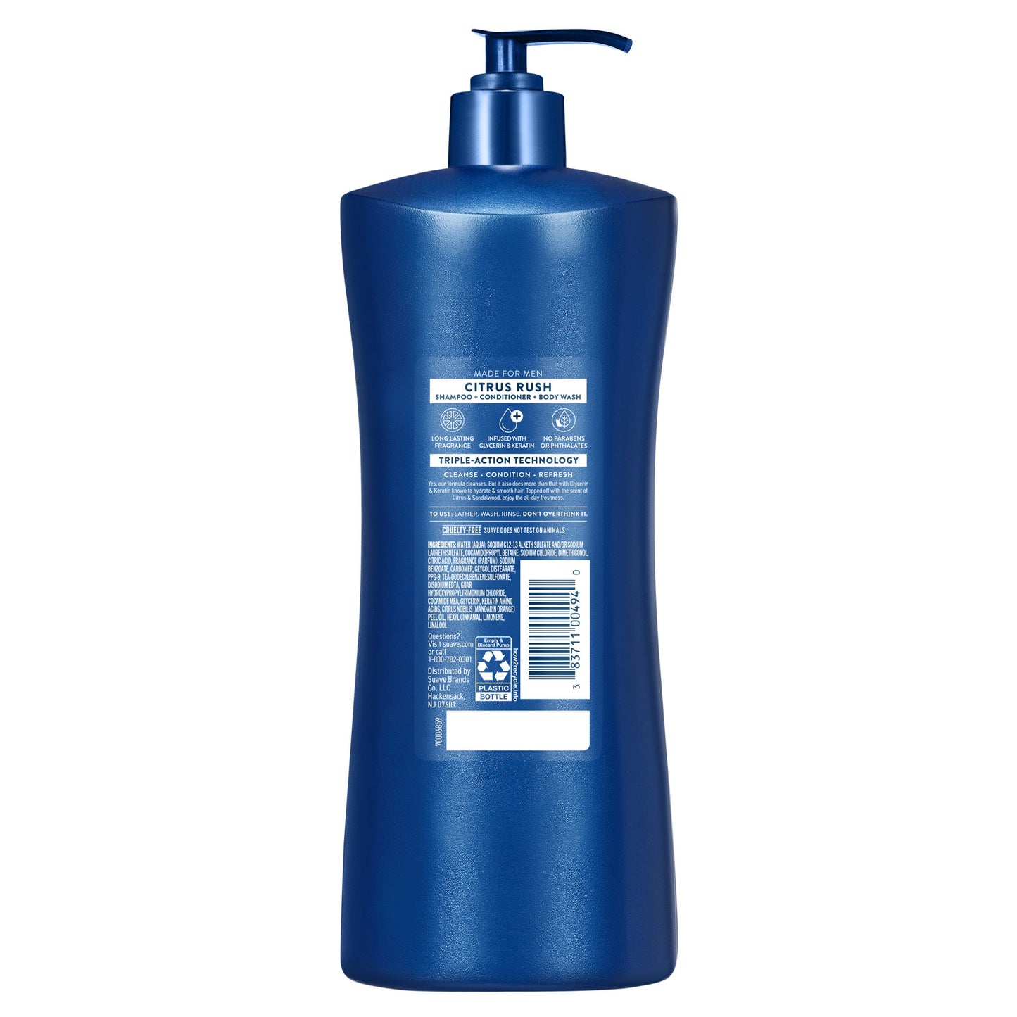 Suave Men 3-in-1 Shampoo, Conditioner & Body Wash - Citrus Rush