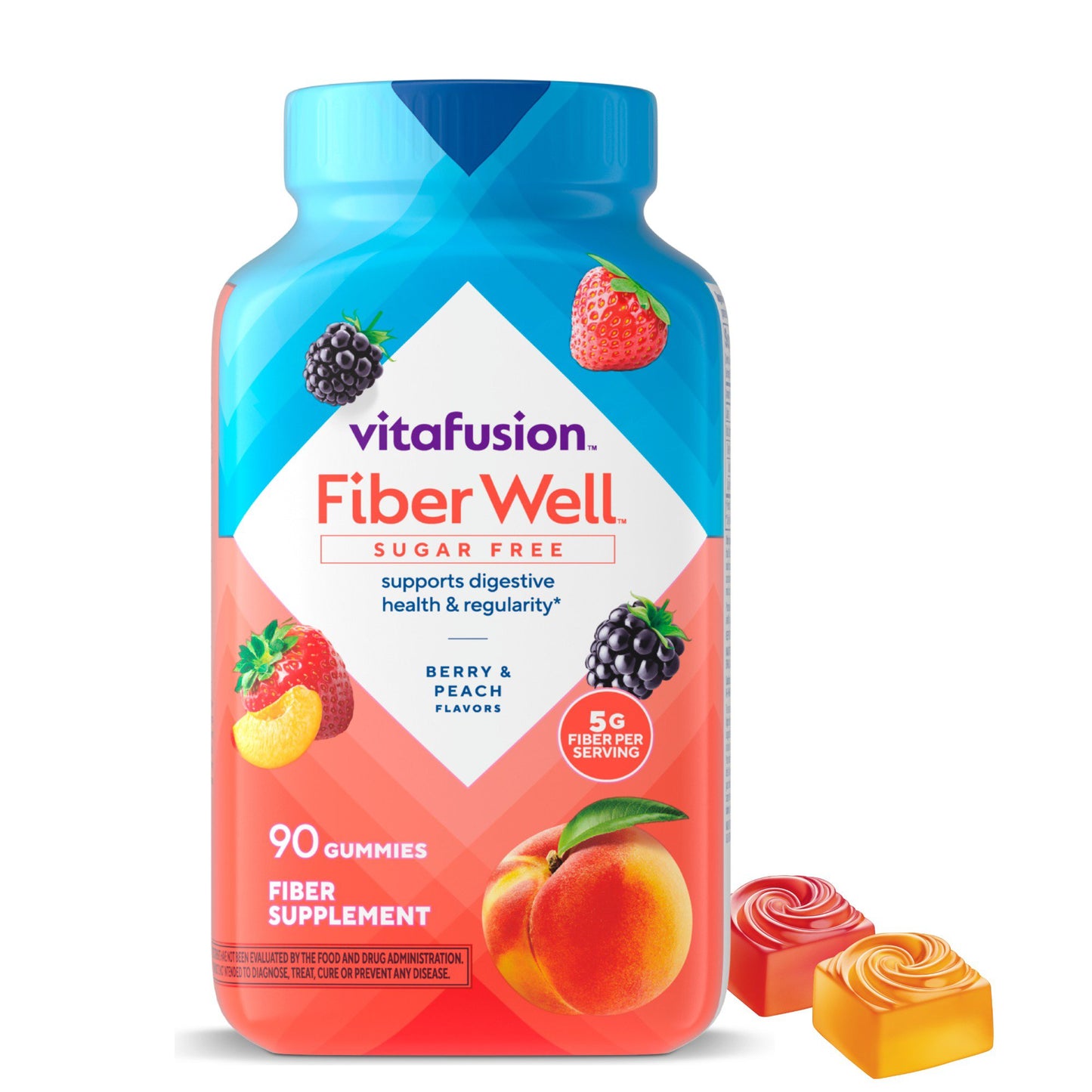 Vitafusion Fiber Well Sugar Free Gummies - Peach, Strawberry, & Berry