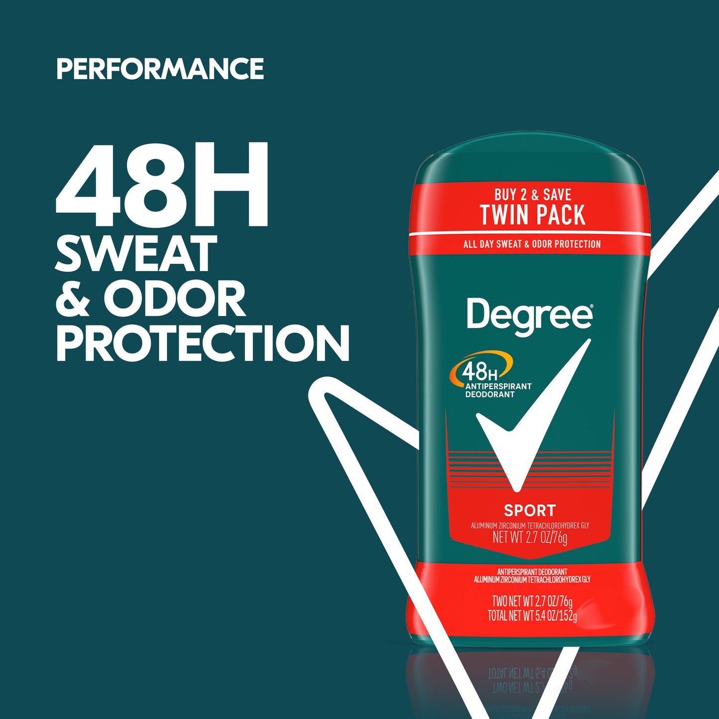 Degree Men 48 Hr Protection Antiperspirant Solid Deodorant - Sport, 2 pk