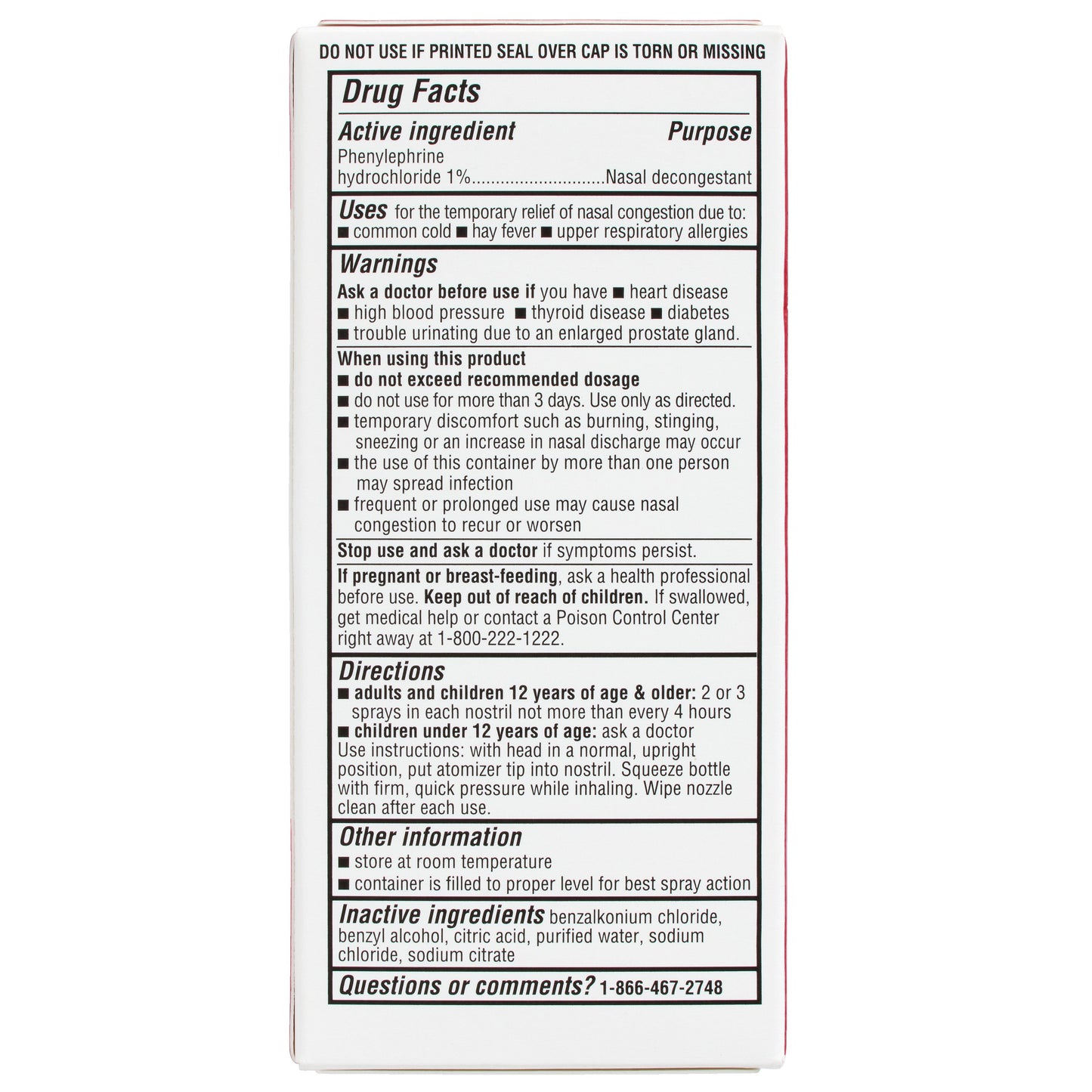 H-E-B Nasal Spray Phenylephrine Hydrochloride Decongestant