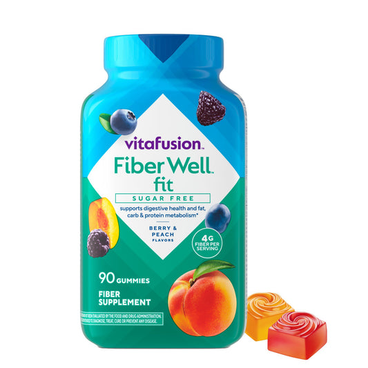 Vitafusion Fiber Well Sugar Free Weight Management Gummies - Peach, Raspberry, & Berry